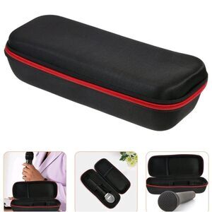 💜Black w/Red Zipper Closure Hardside Cordless Microphone Case